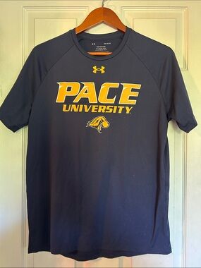 Under Armour Men’s Navy Pace University Graphic Tee with Yellow Accents